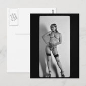 High Heels & Stockage B&W Carte postale photo (Devant / Derrière)