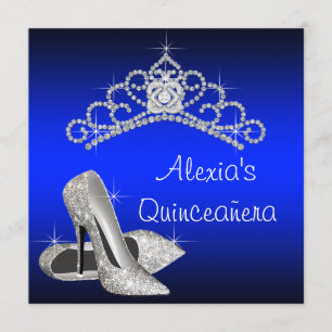 High Heels Tiara Royal Blue Quinceanera Kaart