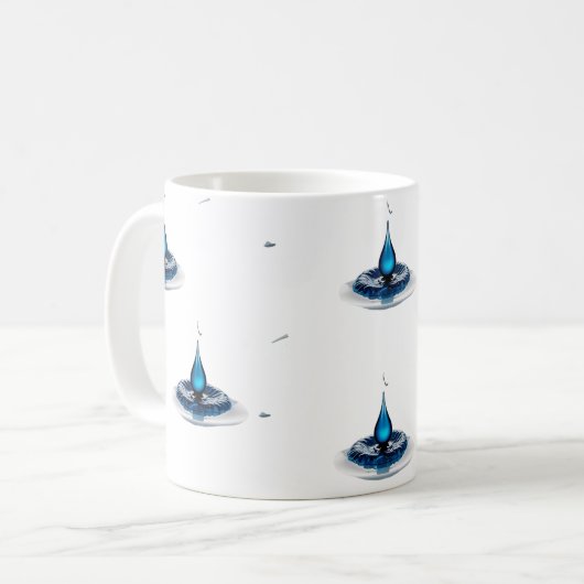 High-Impact Abstract Blue Water Drop Classic Mug (Devant gauche)