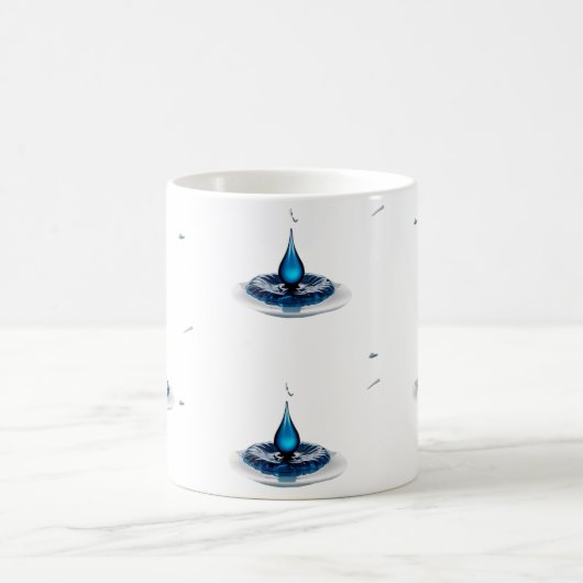 High-Impact Abstract Blue Water Drop Classic Mug (Centre)