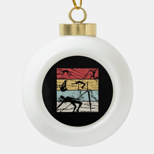 High Jump Retro Keramische Bal Ornament (Voorkant)