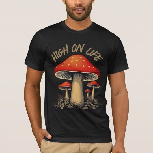 High on Life - Retro paddenstoelen T-shirt (Voorkant)