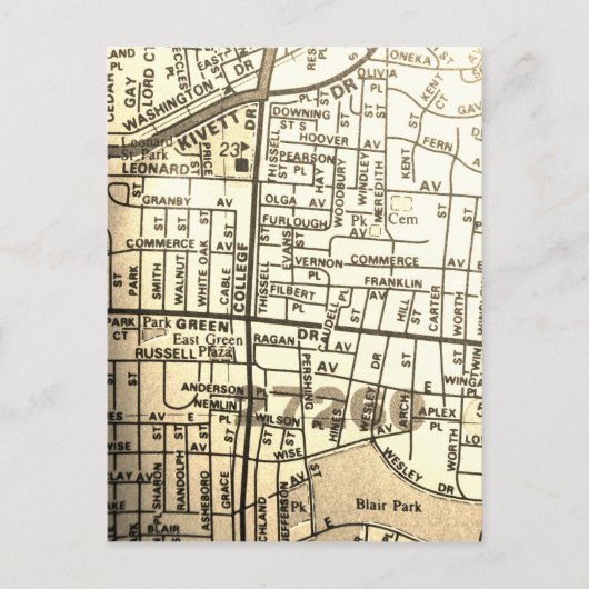 High Point, NC  Map Briefkaart (Voorkant)
