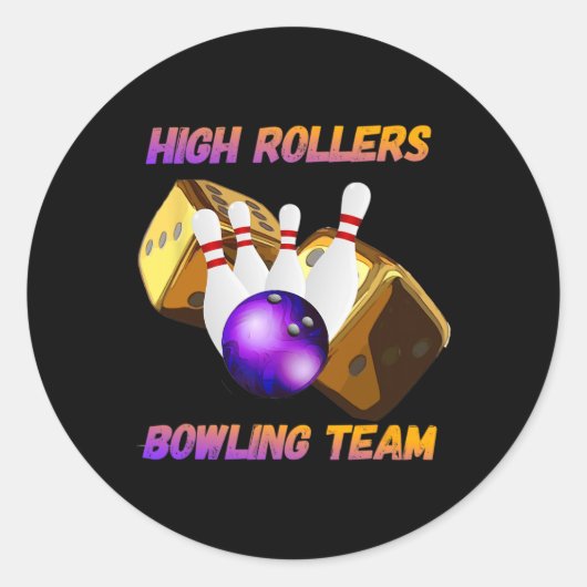 High Rollers Bowling Team Design Ronde Sticker (Voorkant)