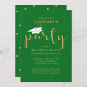 High School Afstudeerder Party Gold Green Invitati Aankondiging (Voorkant / Achterkant)