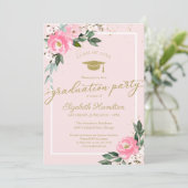 High School Afstudeerder Party Hot Pink Floral Kaart (Staand voorkant)
