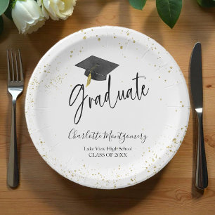 High School Afstudeerder Party Modern Splash Glitt Papieren Bordje