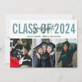 High School Afstuderen 3 Foto Blauwgroen Aankondiging (Voorkant)