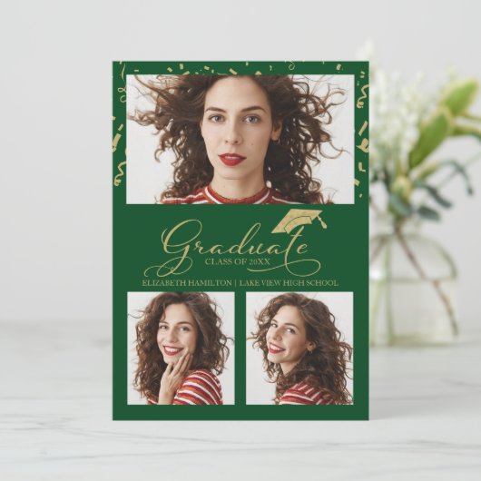 High School Afstuderen Aankondiging 3 Foto (Staand voorkant)