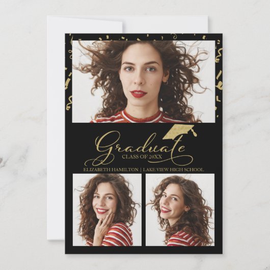 High School Afstuderen Aankondiging 3 Foto (Voorkant)