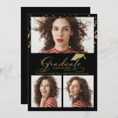 High School Afstuderen Aankondiging 3 Foto (Voorkant / Achterkant)