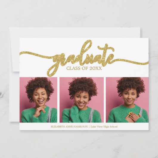 High School Afstuderen Aankondiging 3 Foto (Voorkant)