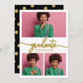 High School Afstuderen Aankondiging 3 Foto (Voorkant / Achterkant)