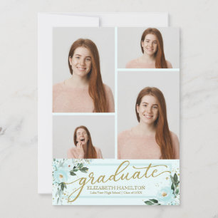 High School Afstuderen Aankondiging 4 Foto Bloemen