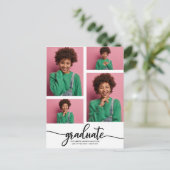 High School Afstuderen Aankondiging 4 Foto Briefkaart (Staand voorkant)