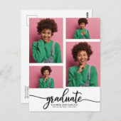 High School Afstuderen Aankondiging 4 Foto Briefkaart (Voorkant / Achterkant)