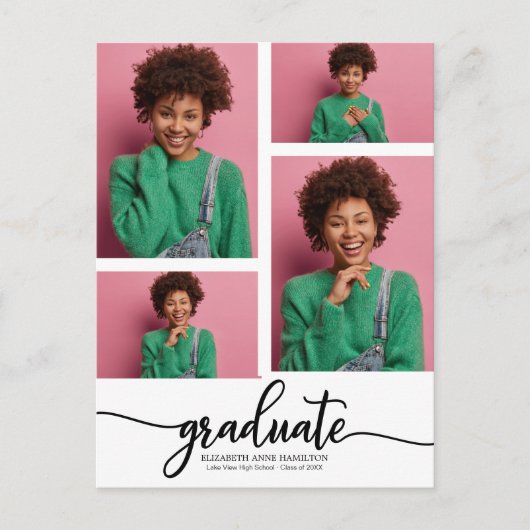 High School Afstuderen Aankondiging 4 Foto Briefkaart (Voorkant)