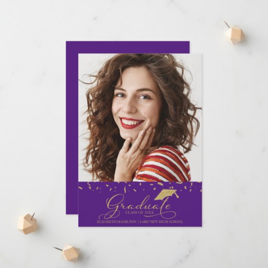 High School Afstuderen Aankondiging Foto (Voorkant / Achterkant in situ)