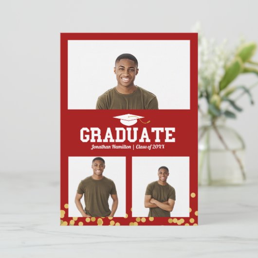 High School Afstuderen Aankondiging Fotokaarten (Staand voorkant)