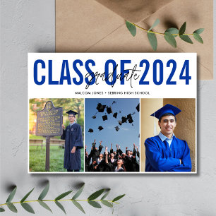 High School Afstuderen Blauw Fotocollage Aankondiging