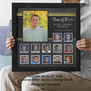 High School Afstuderen Foto Collage K-12 Gold Afdruk