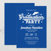 High School Blue Graduation Party Kaart (Voorkant / Achterkant)