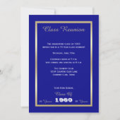 High School Class Reunion Classic Blauw Goud Accen Kaart (Voorkant)