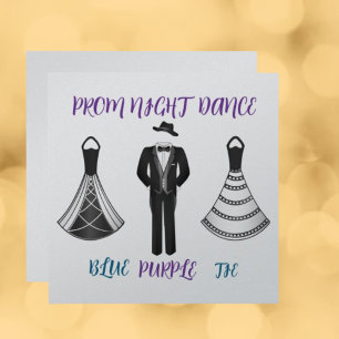 High School Dance Prom Formal Blauw Paarse Stropda Kaart