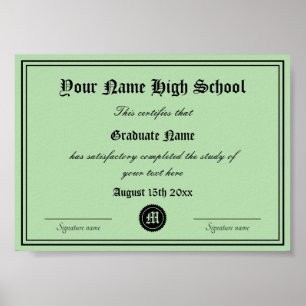 High School Diploma Officiële Certificaat sjabloon Poster