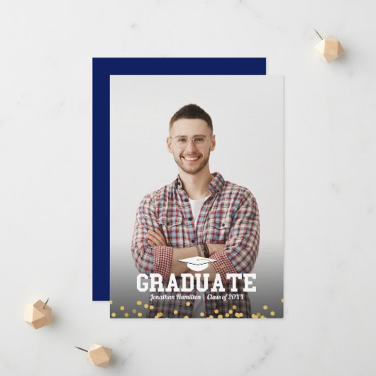 High School Foto Afstuderen Aankondiging Kaart (Voorkant / Achterkant in situ)