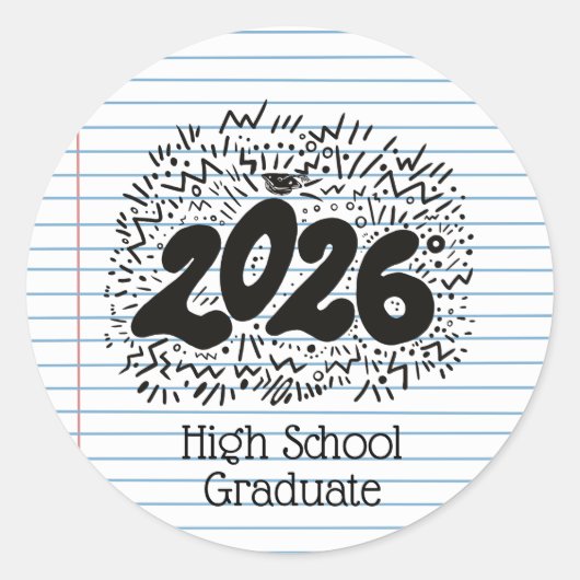 High School Graduate Loose Leaf Paper Sticker (Devant)