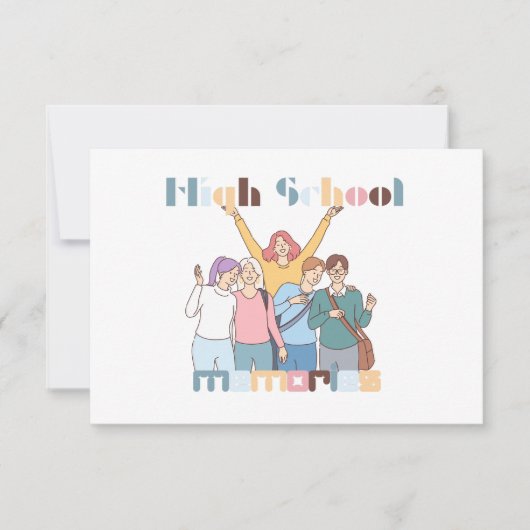 High School Herinneringen Vrienden Illustratie Kaart (Voorkant)