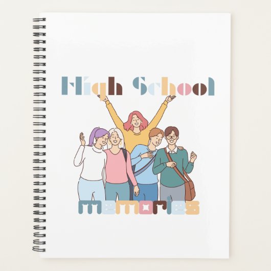High School Herinneringen Vrienden Illustratie Planner (Voorkant)
