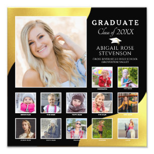 High School K-12 Foto Collage Black, geborsteld go Afdruk
