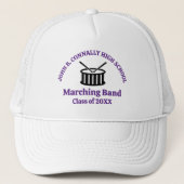 High School Marching Band Aangepast Paarse Script Trucker Pet (Voorkant)