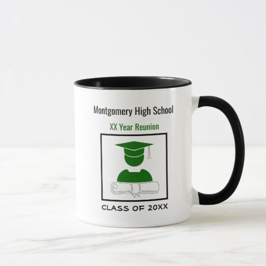 High School Reunion Custom Green en White Mok (Rechts)