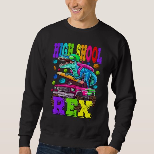 High School Saurus Rex Dinosaur Middelbare School Trui (Voorkant)