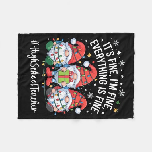 High School Teacher Gnome Everything Is Fine Funny Fleece Deken (Voorkant (Horizontaal))