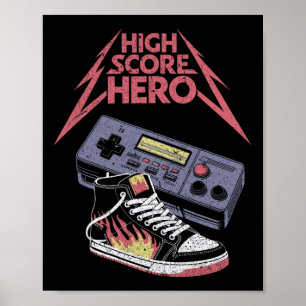 High Score Held Retro Gamen Gamer Poster
