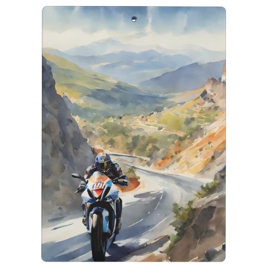 High-Speed avontuur in een levendig berglandschap Klembord (Achterkant)