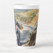 High-Speed avontuur in een levendig berglandschap Latte Mok (Voorkant)