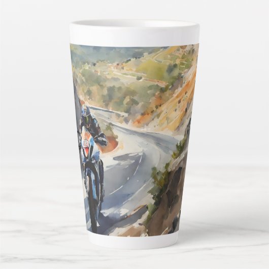 High-Speed avontuur in een levendig berglandschap Latte Mok (Voorkant)