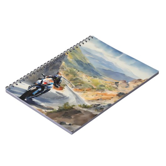 High-Speed avontuur in een levendig berglandschap Notitieboek (Linkerzijde)