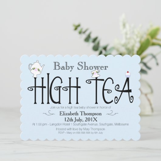 High Tea baby shower uitnodiging (Staand voorkant)
