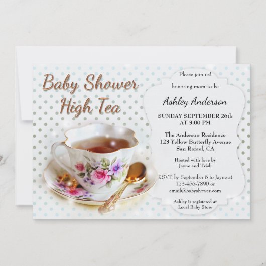 High Tea Baby shower uitnodiging (Voorkant)
