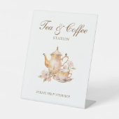 High Tea Pastel Bridal Shower Tea & Coffee Reclamebord Met Voetstuk (Voorkant)