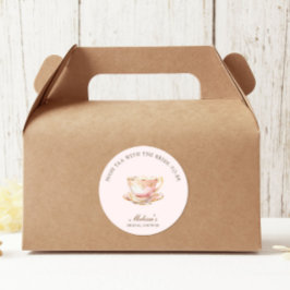 High Tea Pastel Roze Gouden Bruidsmeisje Feestje Ronde Sticker