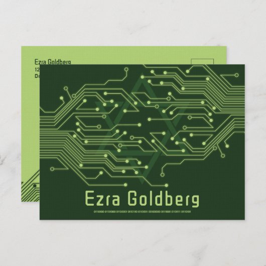 High Tech Computer Circuit Board Bar Mitzvah Briefkaart (Voorkant / Achterkant)