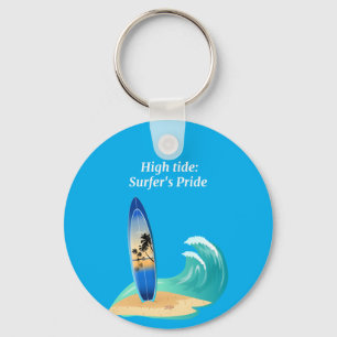 "High Tide: Surfer's Pride" avontuur oceaan strand Sleutelhanger