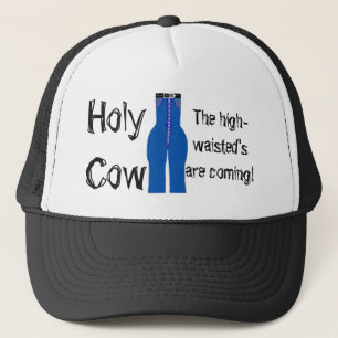 High Waisted Blue Denim Retro Humor Trucker Pet